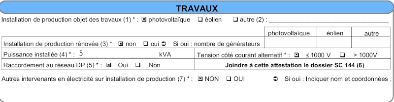 Attestation de conformité partie travaux