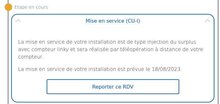 "Capture d'écran du changement de statut avec information de la téléopération le 18 Août pour passage en mode production"