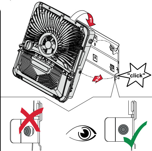 Image représentant la méthode de fixation de l'onduleur par le haut