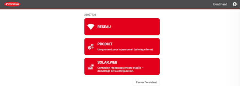 Page web de mise en service de l'onduleur